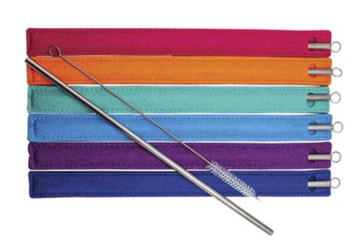 Stainless Steel Drinking Straw with Travel Sleeve & Cleaning Brush